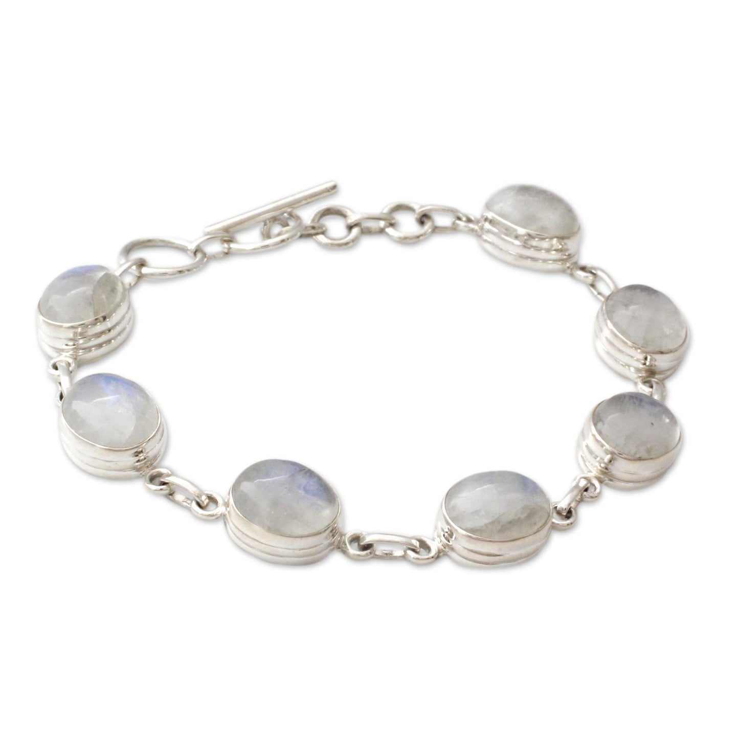 NOVICA - Moonstone Mysteries Silver Link Bracelet