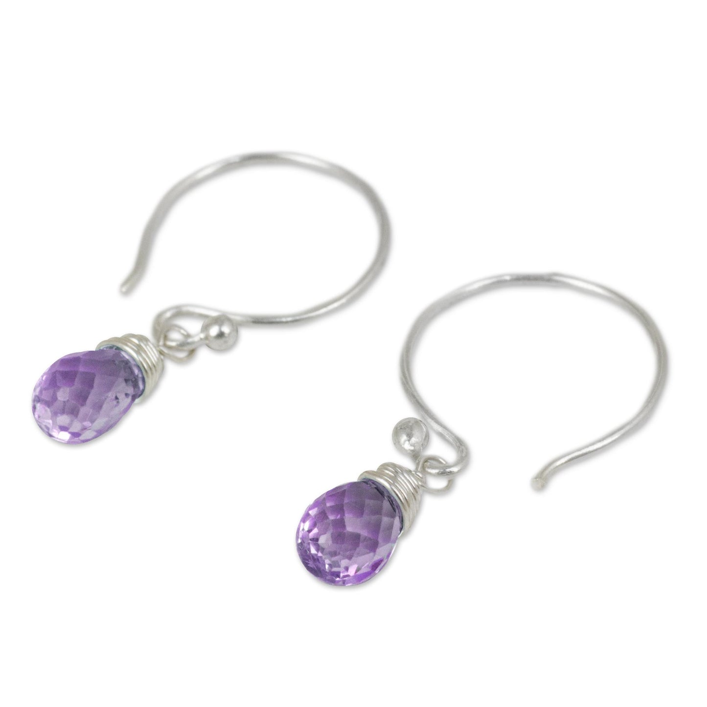 Glowing Exotic Silver and Amethyst Damgle Earrings