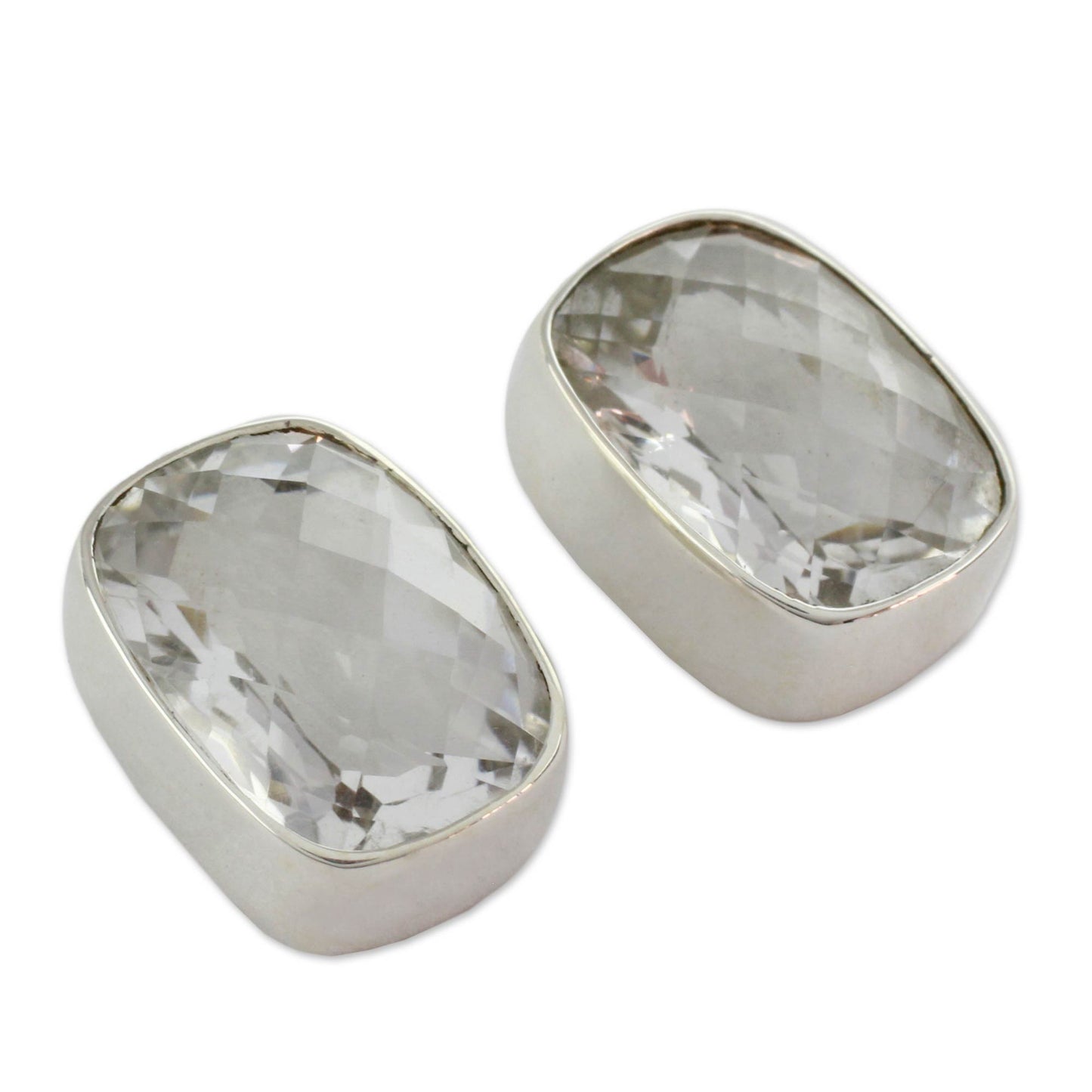 Crystal Mirror Quartz Button Earrings