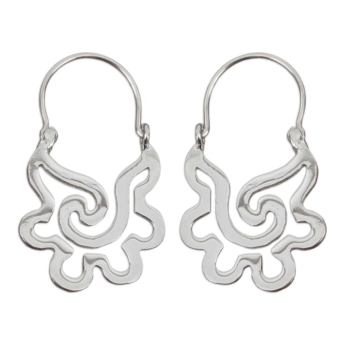 Aztec Seashell Sterling Silver Hoop Earrings