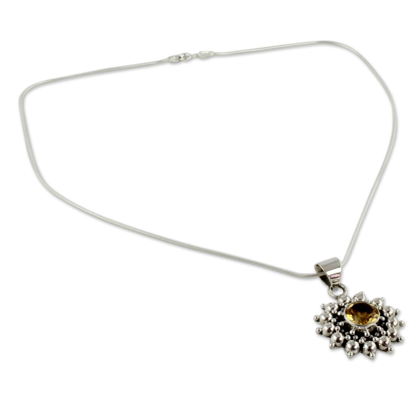 Star Citrine & Sterling Silver Pendant Necklace