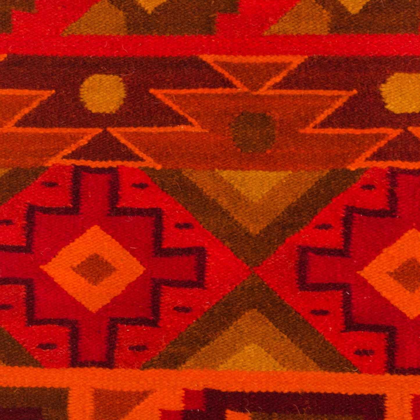 Inca Warmth Peruvian Geometric Wool Tapestry Wall Hanging