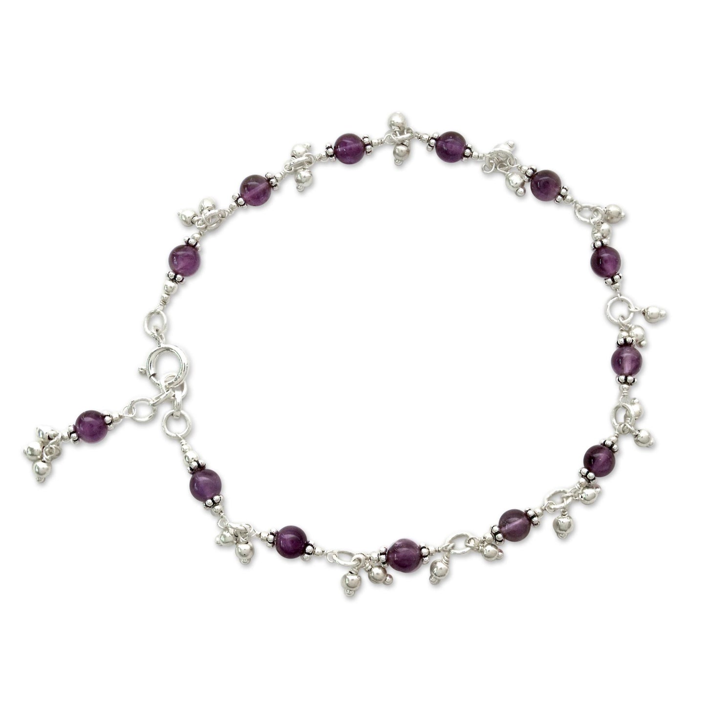 Purple Splendor Silver Amethyst Anklet