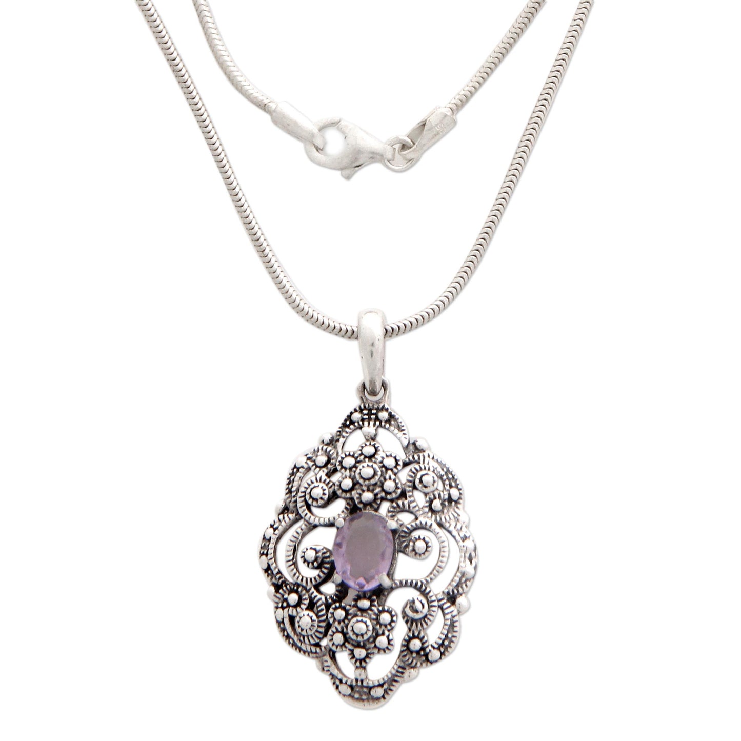 Balinese Romance Amethyst pendant necklace