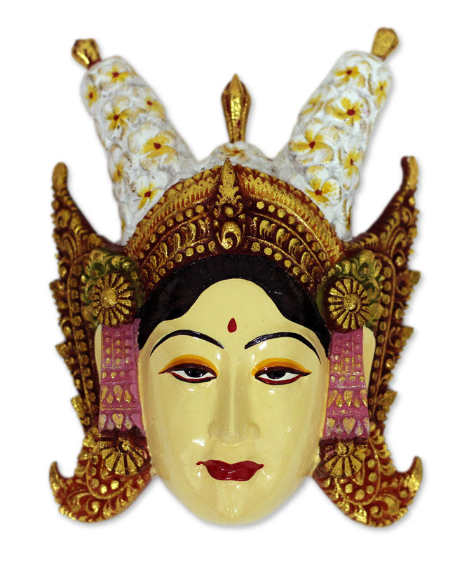 Beautiful Legong Dancer Crocodile Wood Mask
