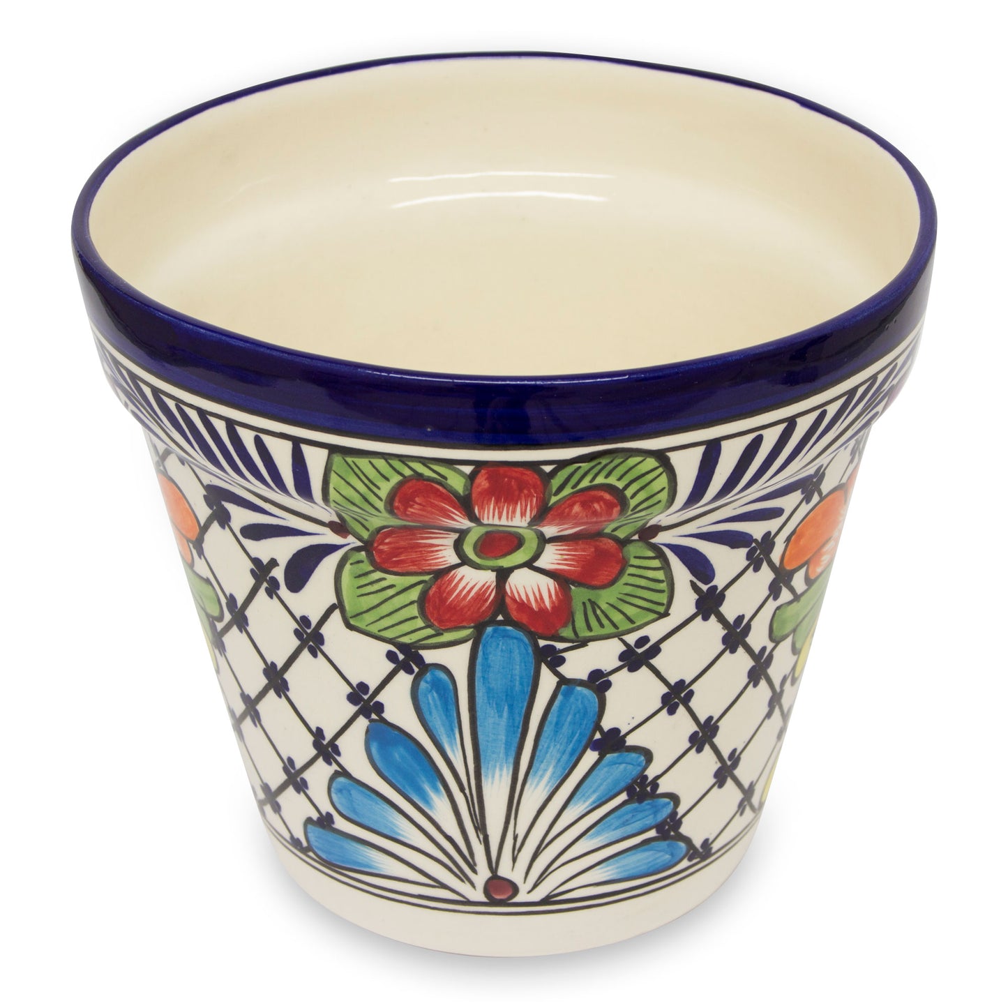 Wild Flowers Majolica Ceramic Flower Pot