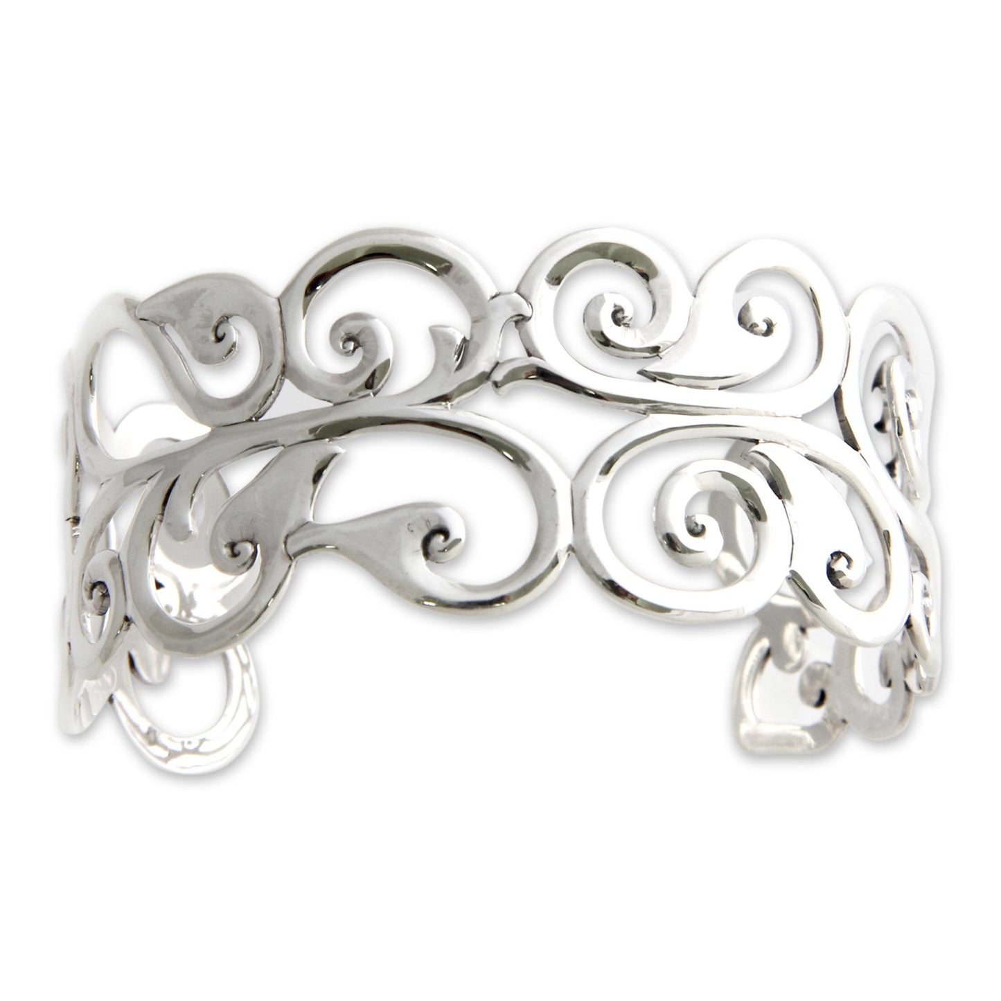 Nature's Delight Silver Cuff Bracelet