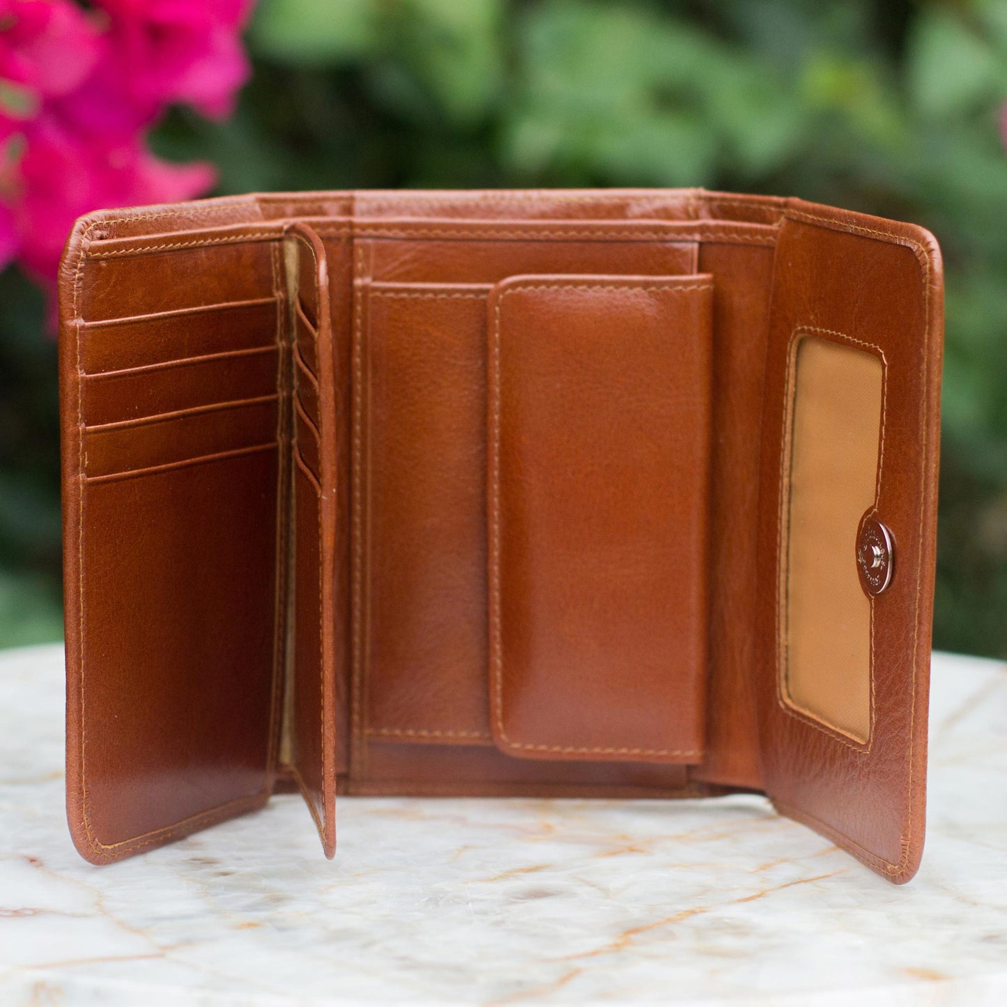Infinite Brown Leather trifold wallet