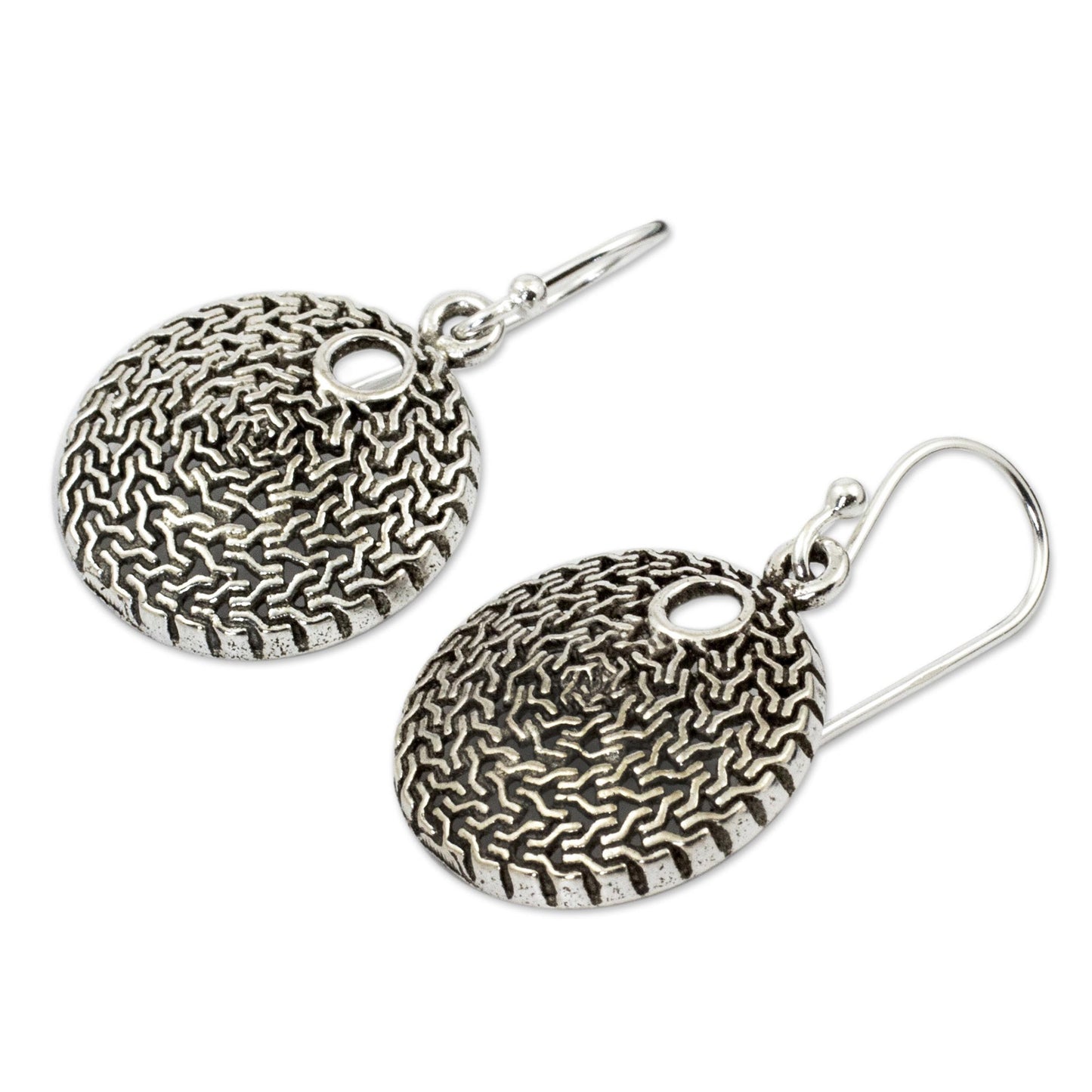 Energized Modern Silver Dangle Earrings from Thailand