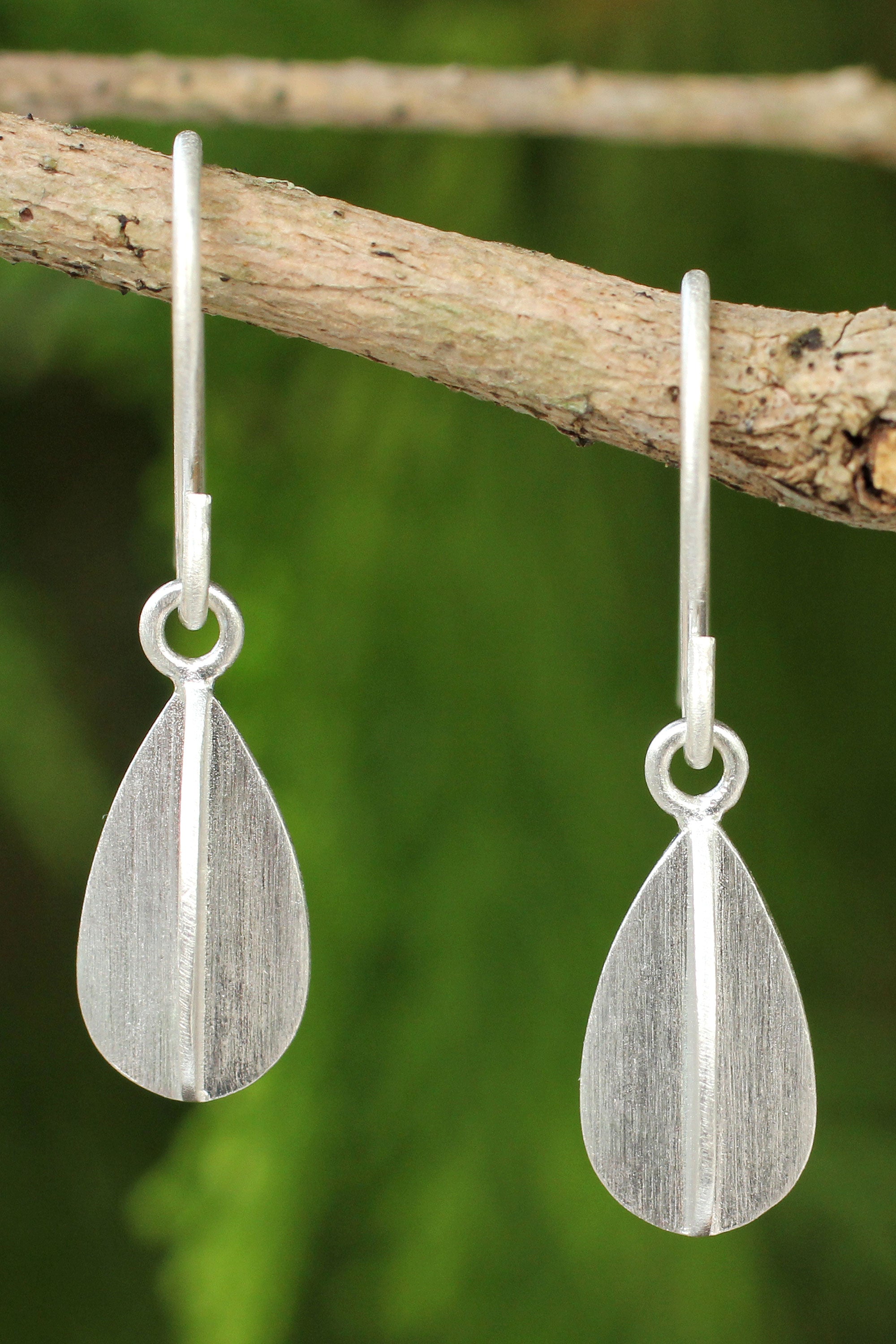 NOVICA Quartered Leaf Thai Silver Earrings | The Animal Rescue Site