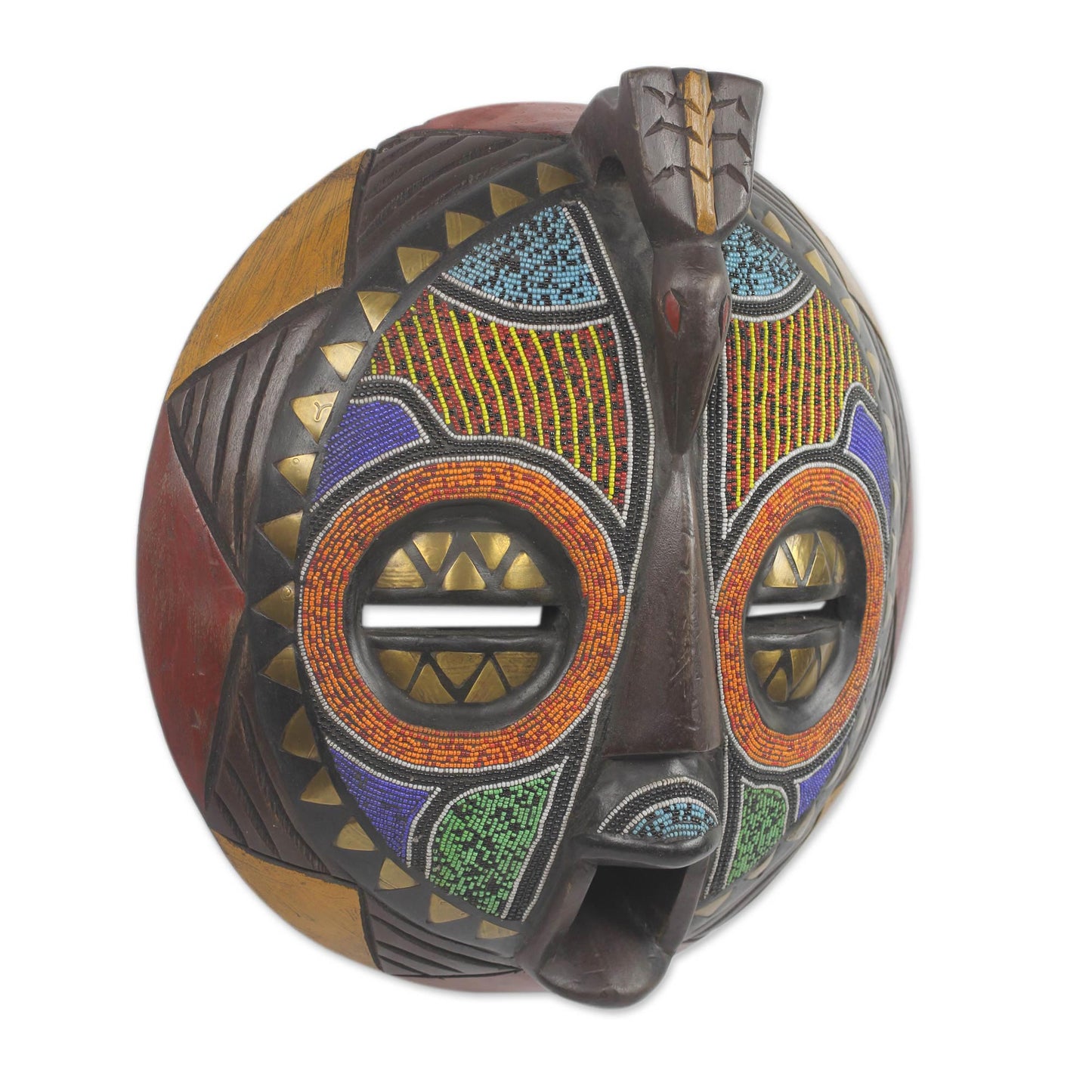 Akan Anoma Colorful Handcrafted Bird African Mask
