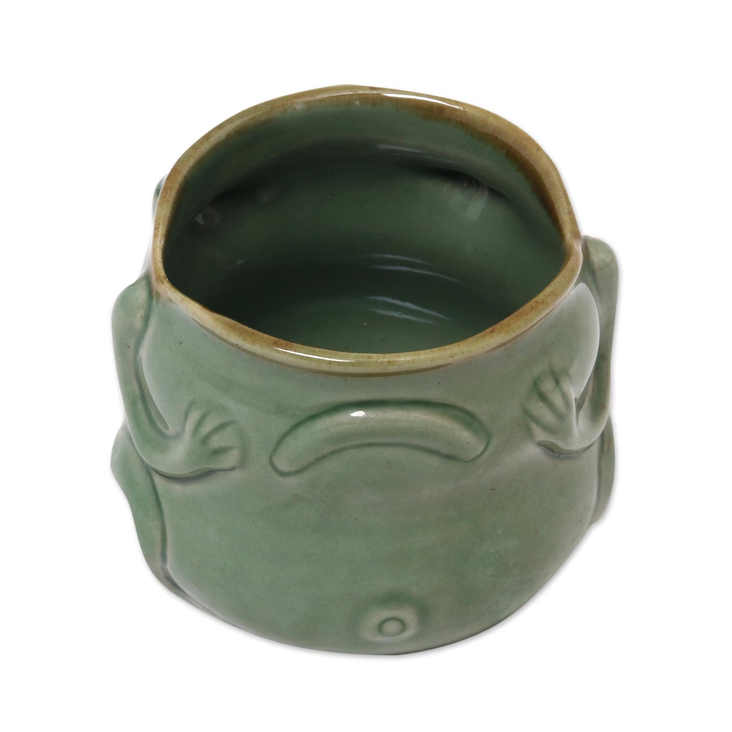 Opera Frog Handcrafted Frog Shaped Glazed Ceramic Salt Cellar