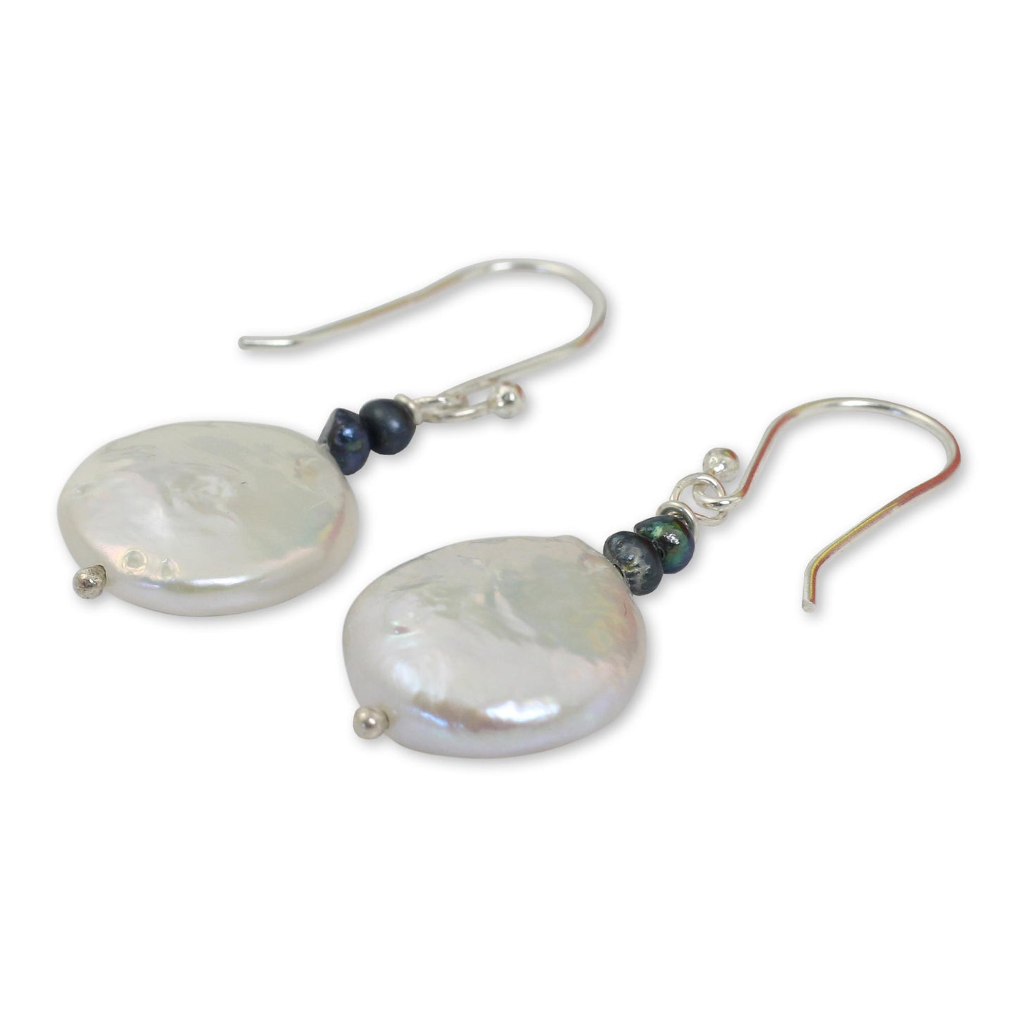 Lunar Horizon Dyed Pearl & Silver Dangle Earrings