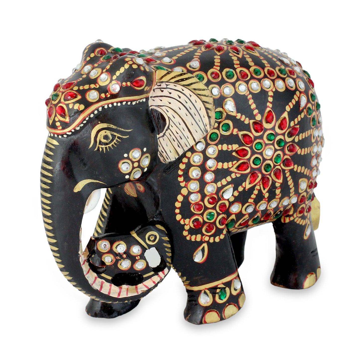 Majestic Mama Elephant Bejeweled Mama Elephant Hand Crafted Statuette