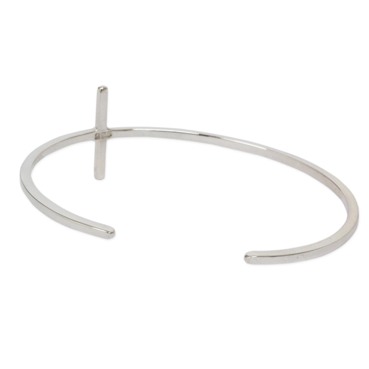 Contemporary Cross Minimalist Sterling Silver Handmade Cross Cuff Bracelet