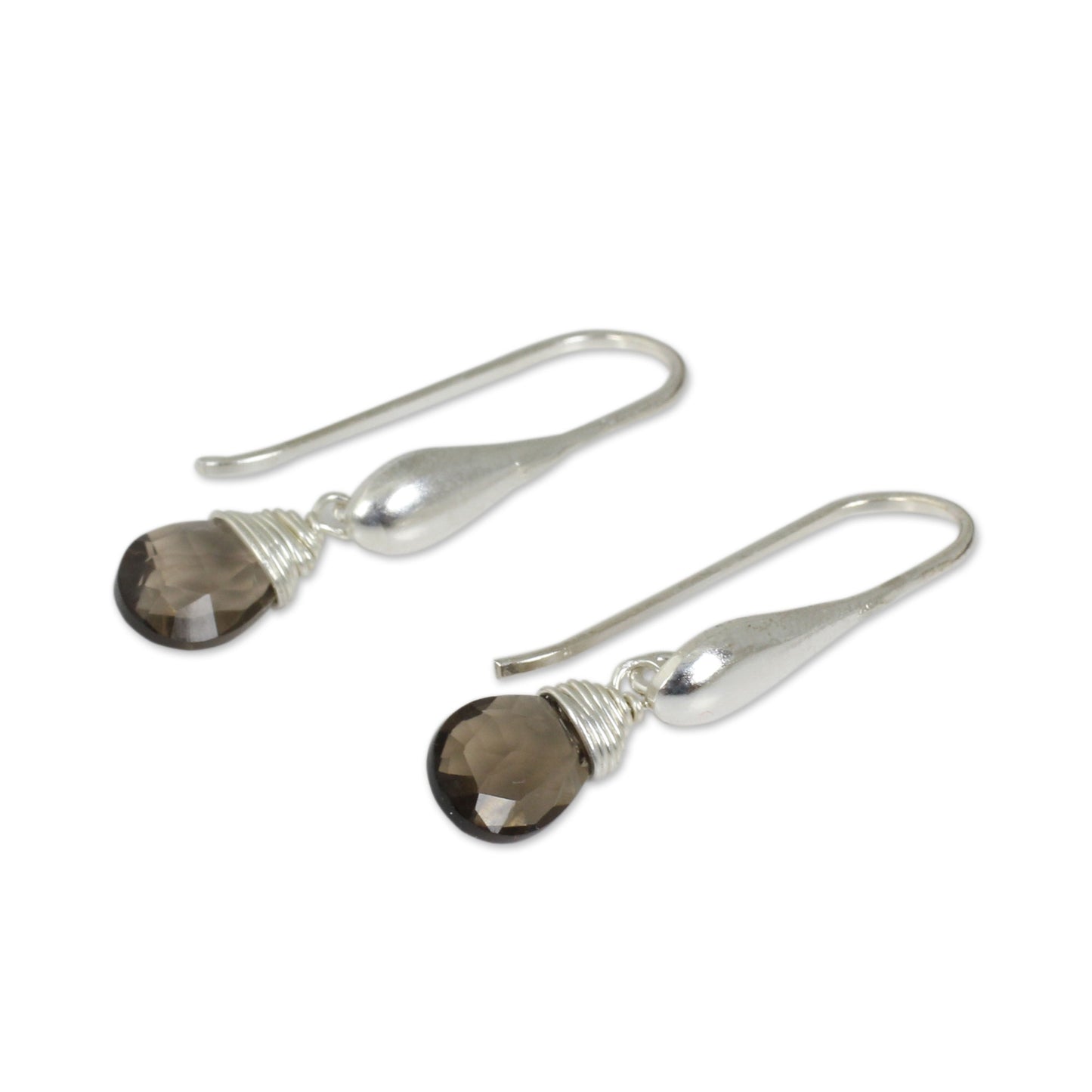 Sophisticated Smoke Fair Trade Dangle Earrings with Smoky Quartz and Silver