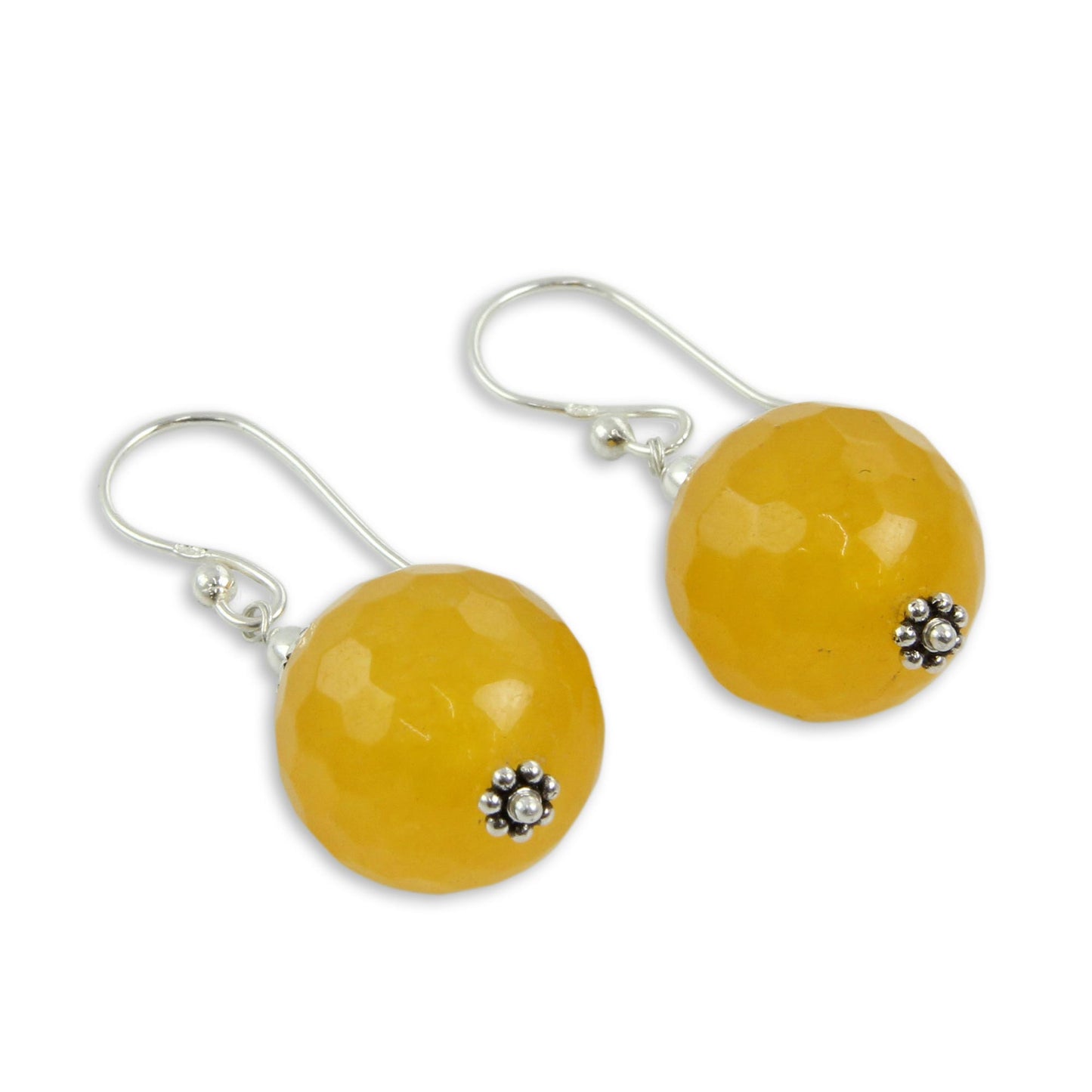 Glorious Yellow Chalcedony Silver Dangle Earrings