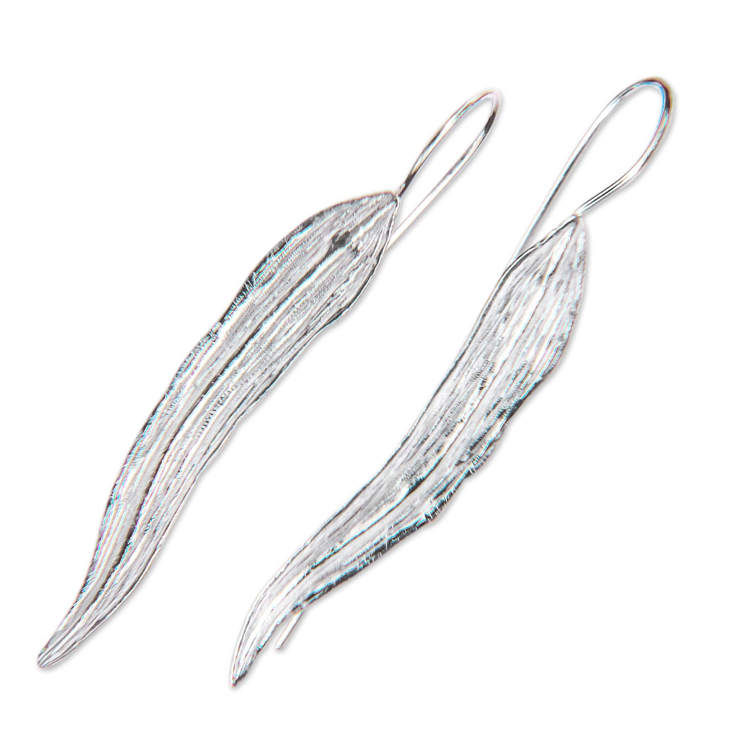 Willow Leaf Silver Drop Earrings