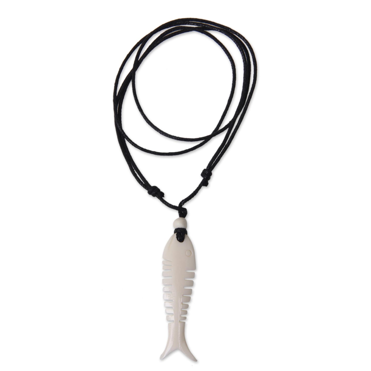 Bone Fossil Fish Pendant Necklace