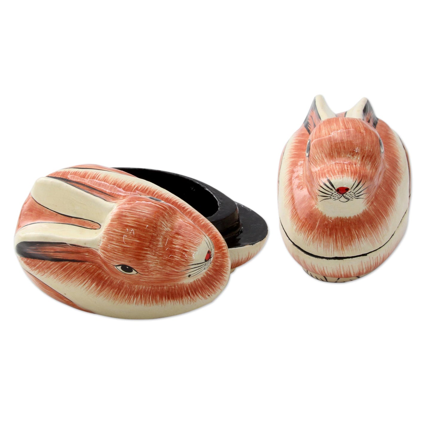 Baby Bunnies India Rabbit Theme Handcrafted Papier Mache Boxes (Pair)