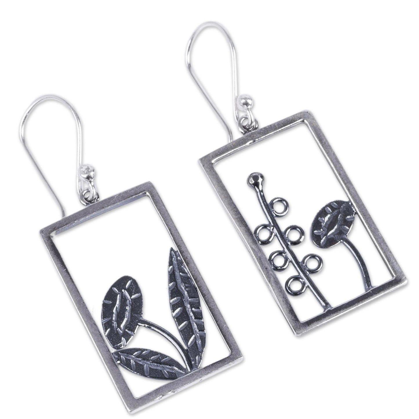 Flowers in the Window Peru Artisan Crafted Sterling Silver Dangle Earrings