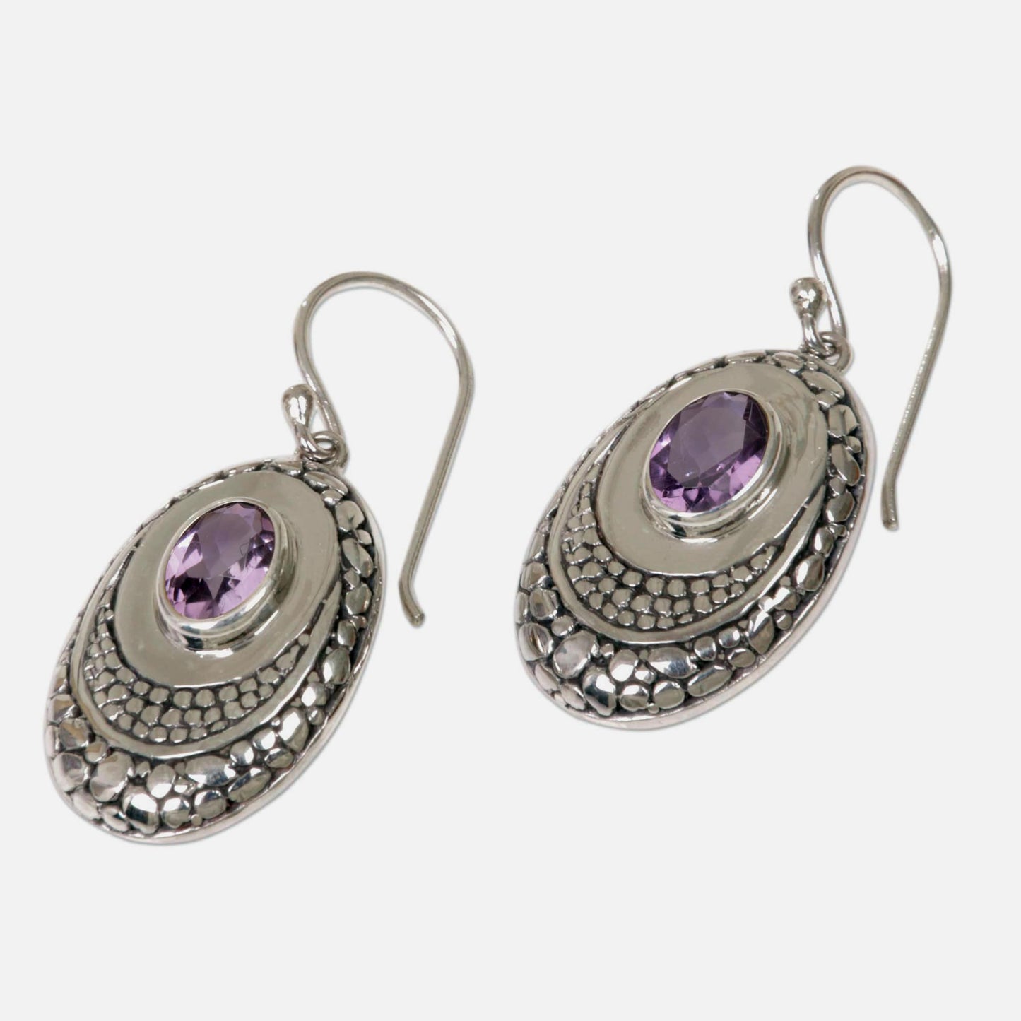 Brilliance Hand Crafted Amethyst and Sterling Silver Dangle Earrings