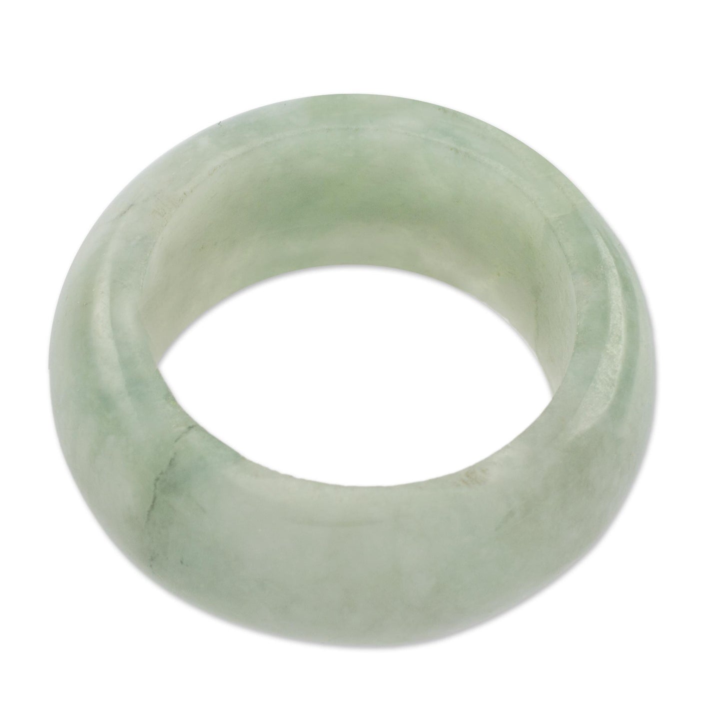 Pale Green Halo Jade Band Ring