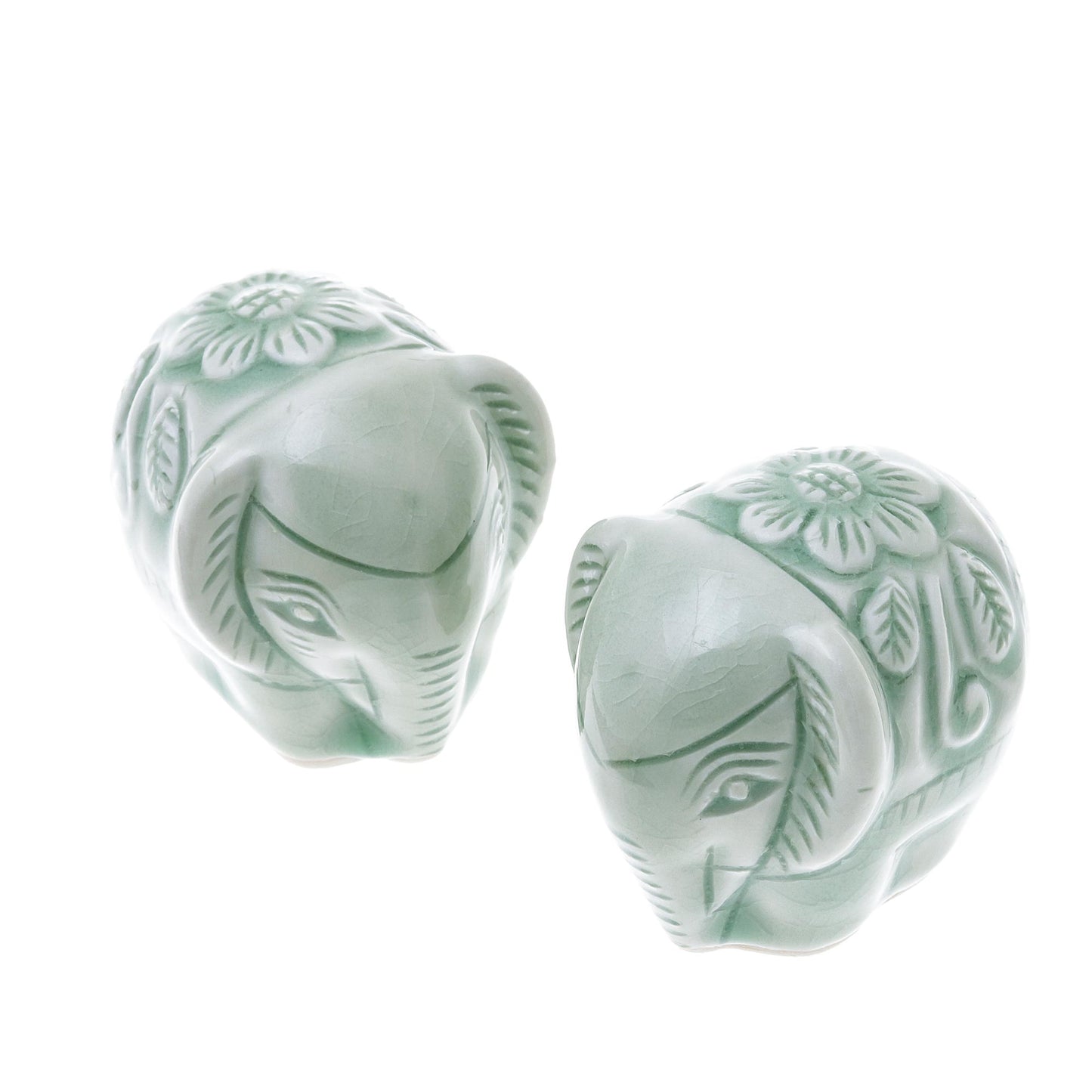 Elephant Paramours Green Ceramic Sculptures