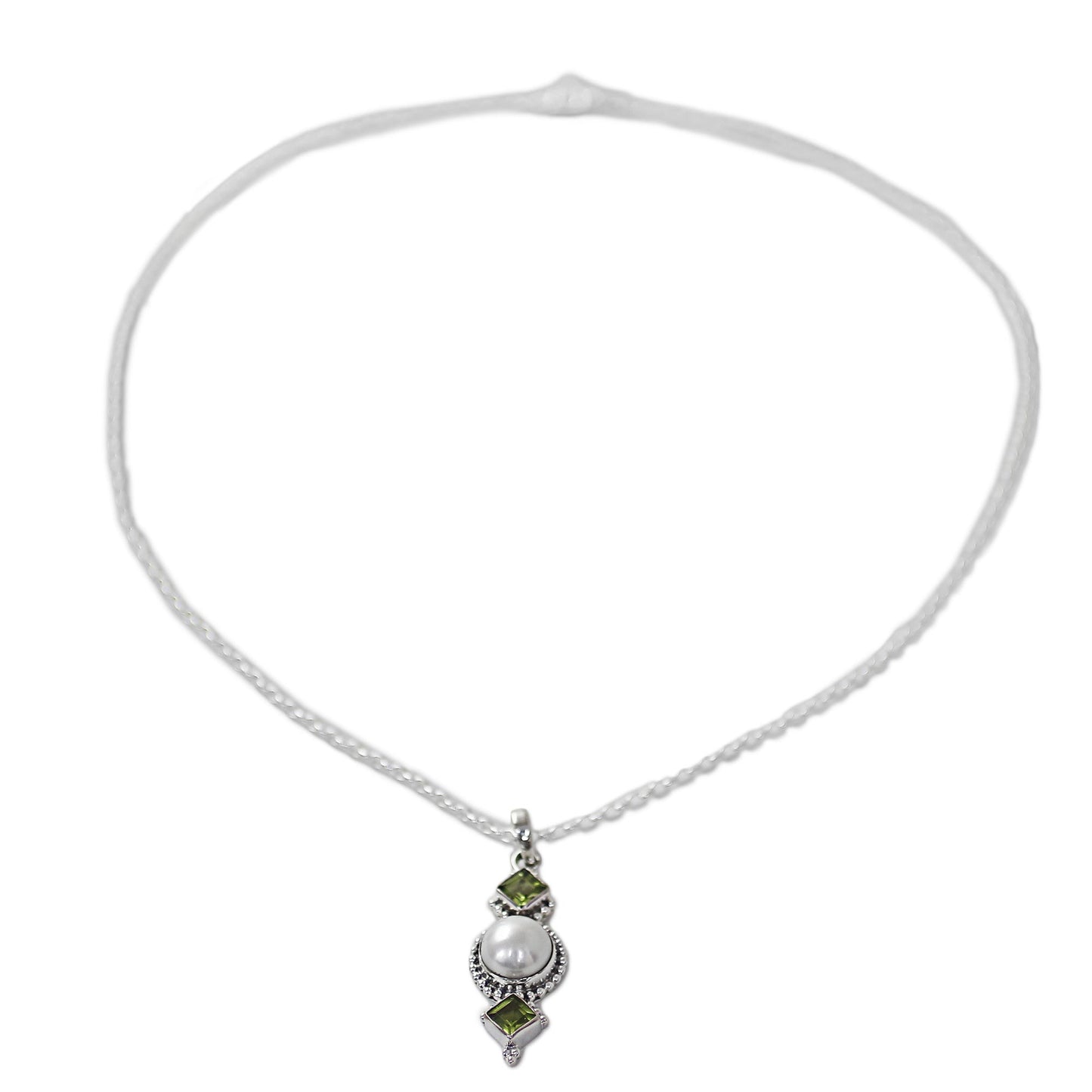 Green Rays Sterling Silver Pendant Necklace