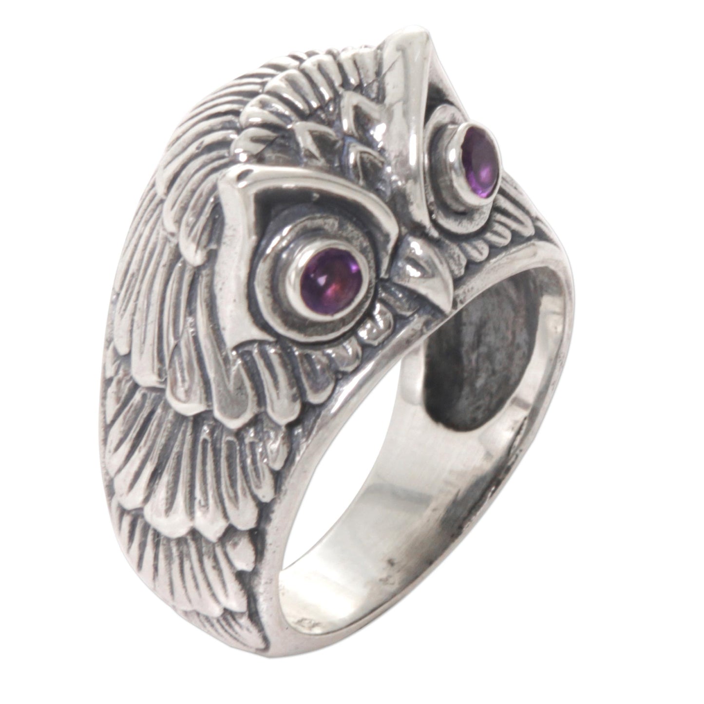 NOVICA Amethyst .925 Sterling Silver Ring 'Night Watcher in Purple'