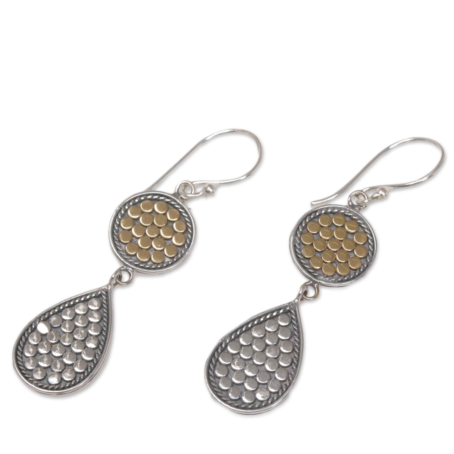 Sunny Drops Gold and Sterling Silver Teardrop Dangle Earrings Indonesia