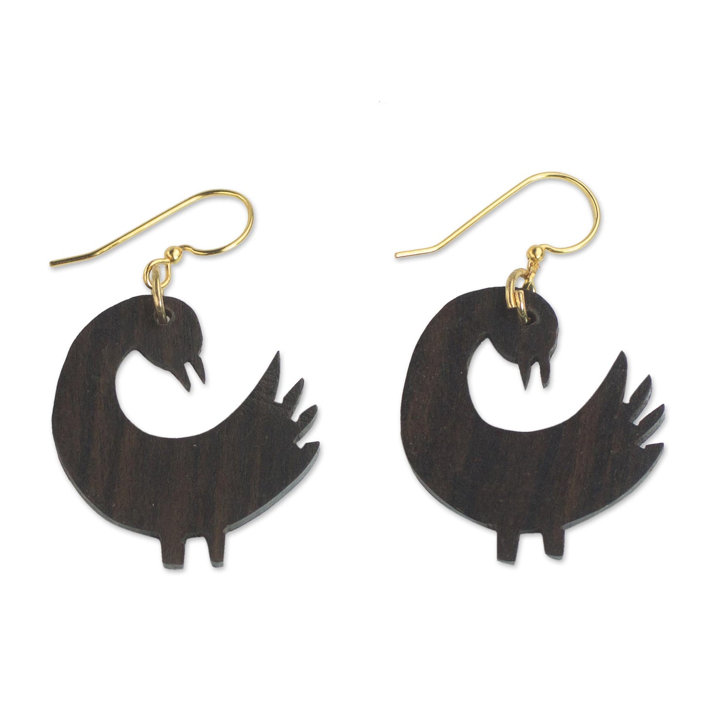 Returning Birds Handmade Sese Wood Bird-Themed Dangle Earrings from Ghana