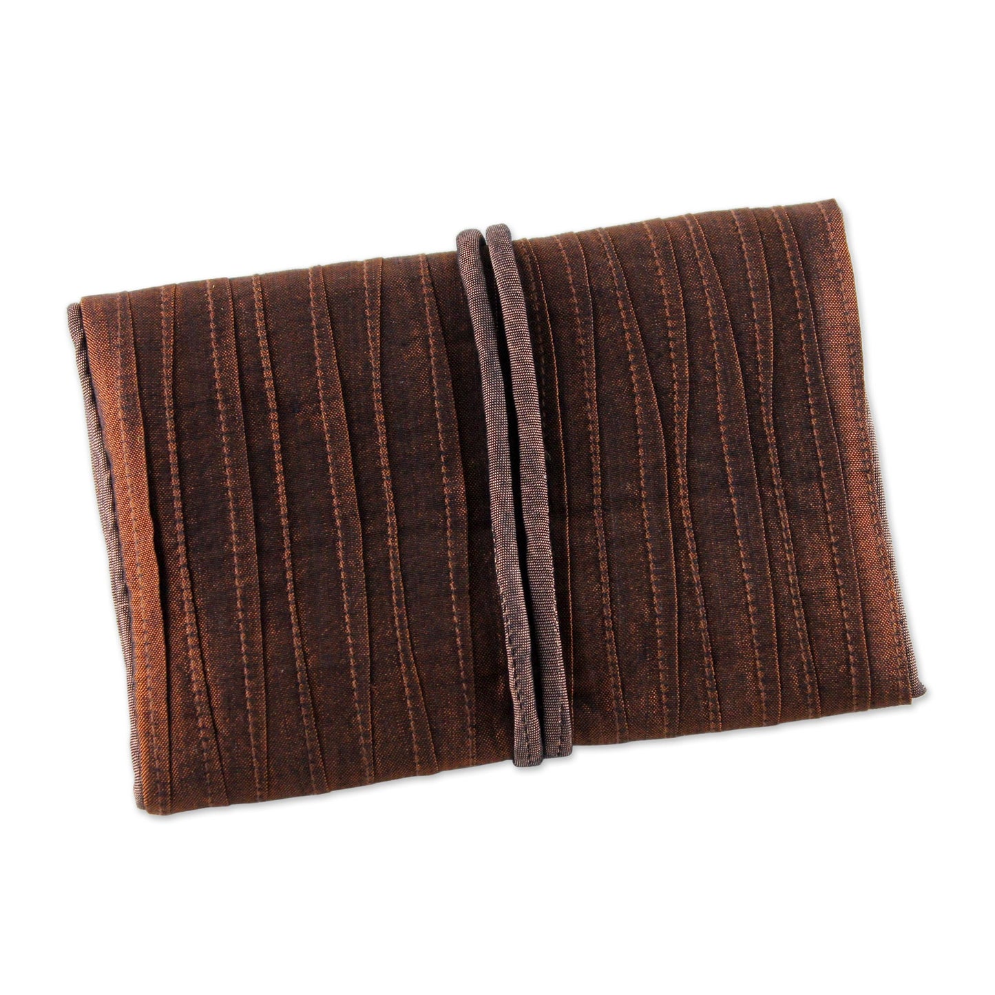 Enchanted Journey in Russet Hand Woven Silk and Rayon Blend Thai Jewelry Roll in Russet