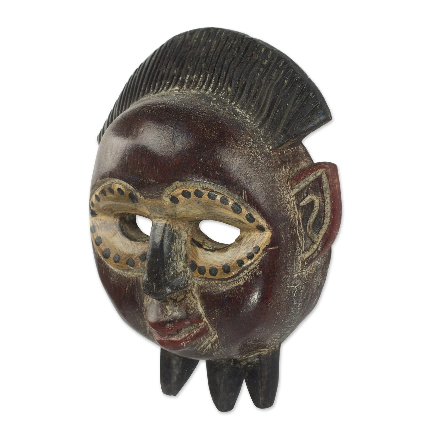 Divine Akwadaa Nyame Hand Crafted African Sese Wood Mask by a Ghanaian Artisan