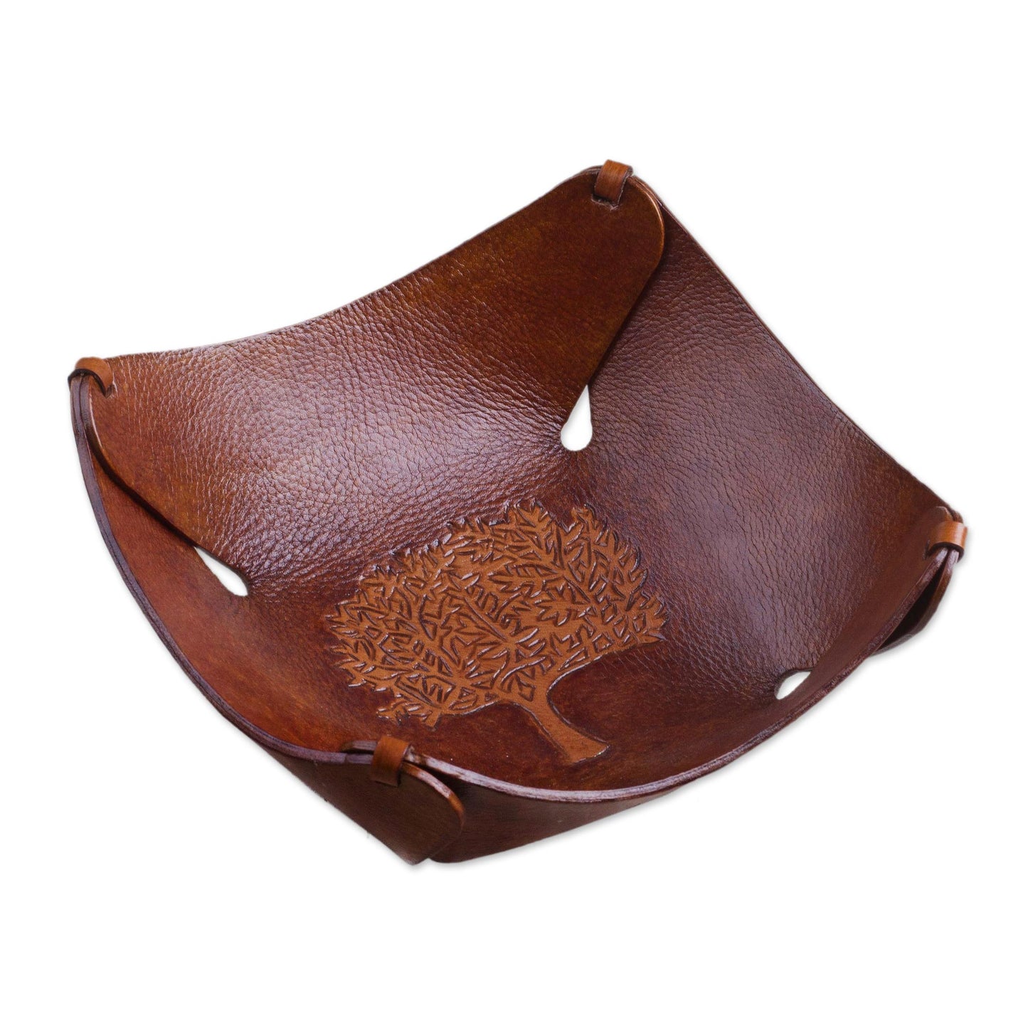 Tree Of Life Leaf & Tree Leather Tray