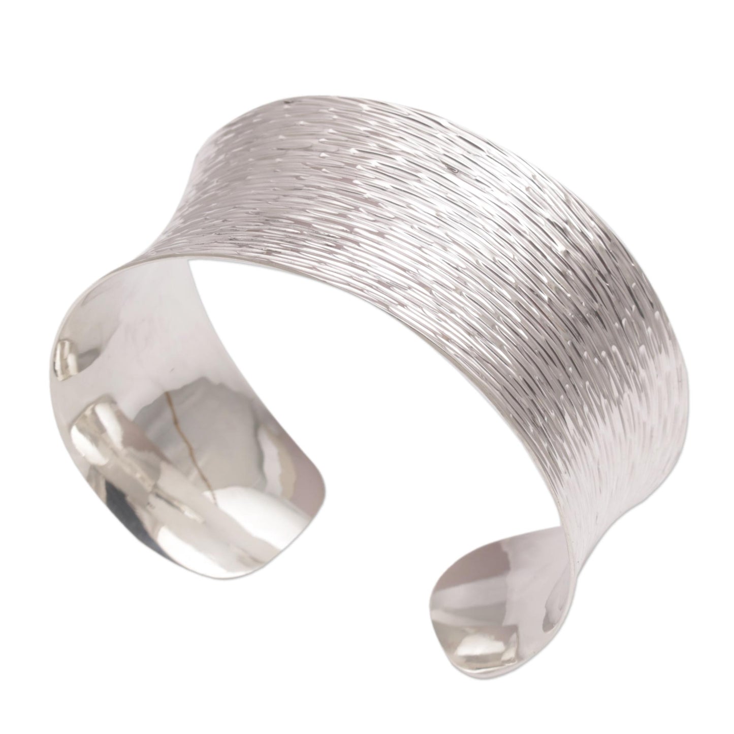Rain Blanket Handcrafted Etched Sterling Silver Cuff Bracelet from Bali