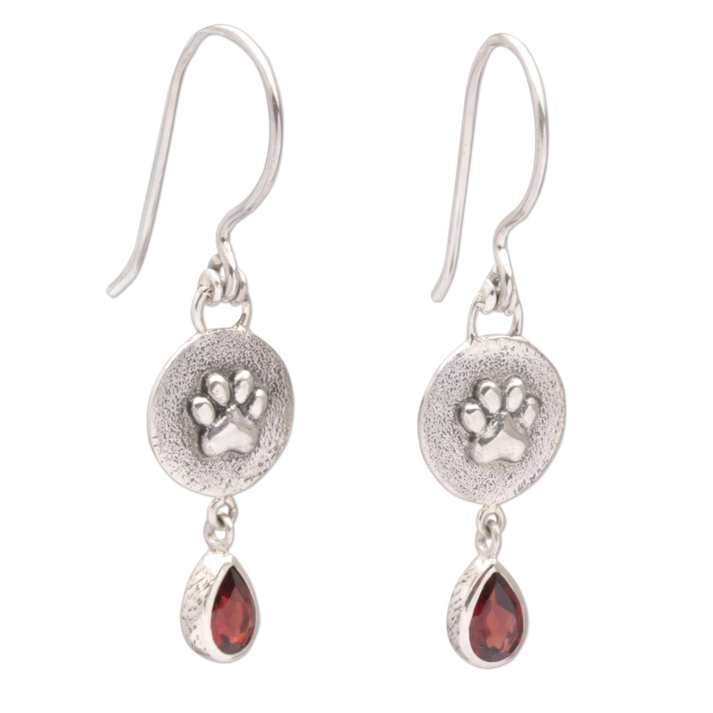 Garnet Teardrop Paws Earrings