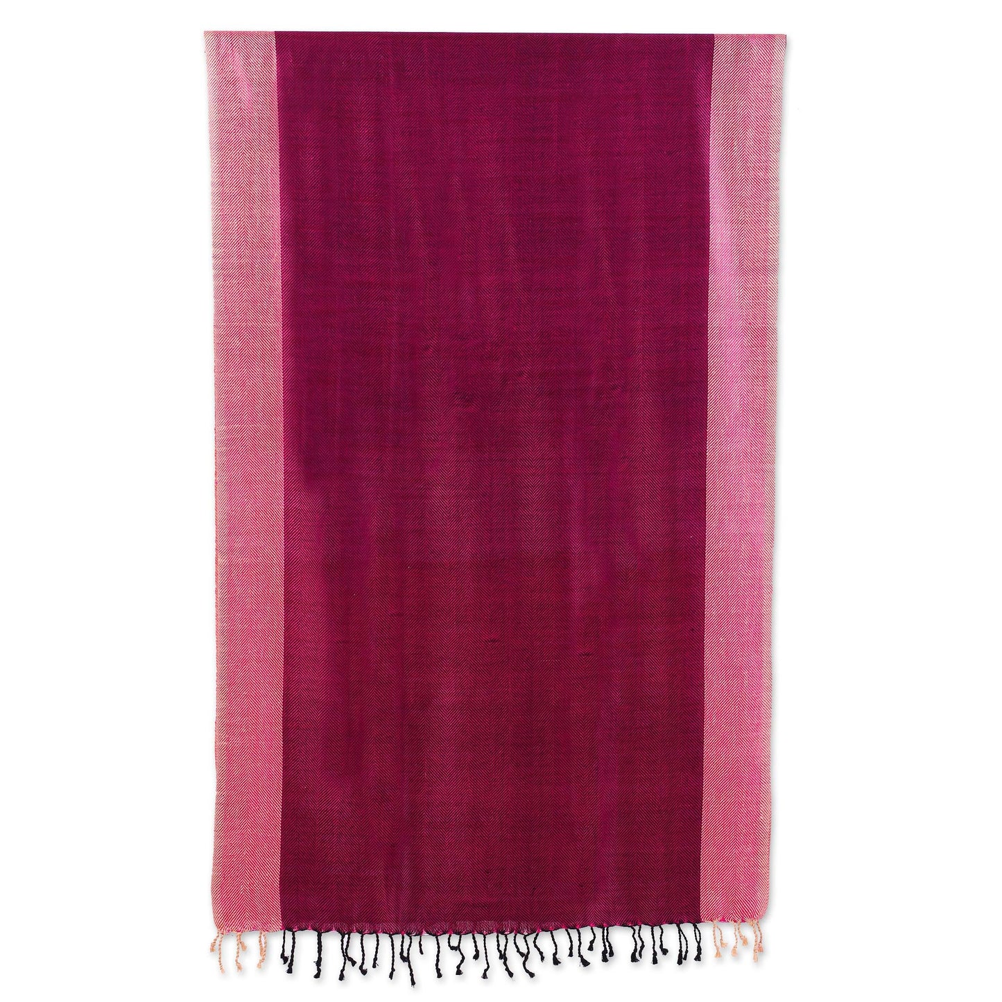 Fuchsia Glory Handwoven Silk Shawl in Fuchsia and Parchment from India