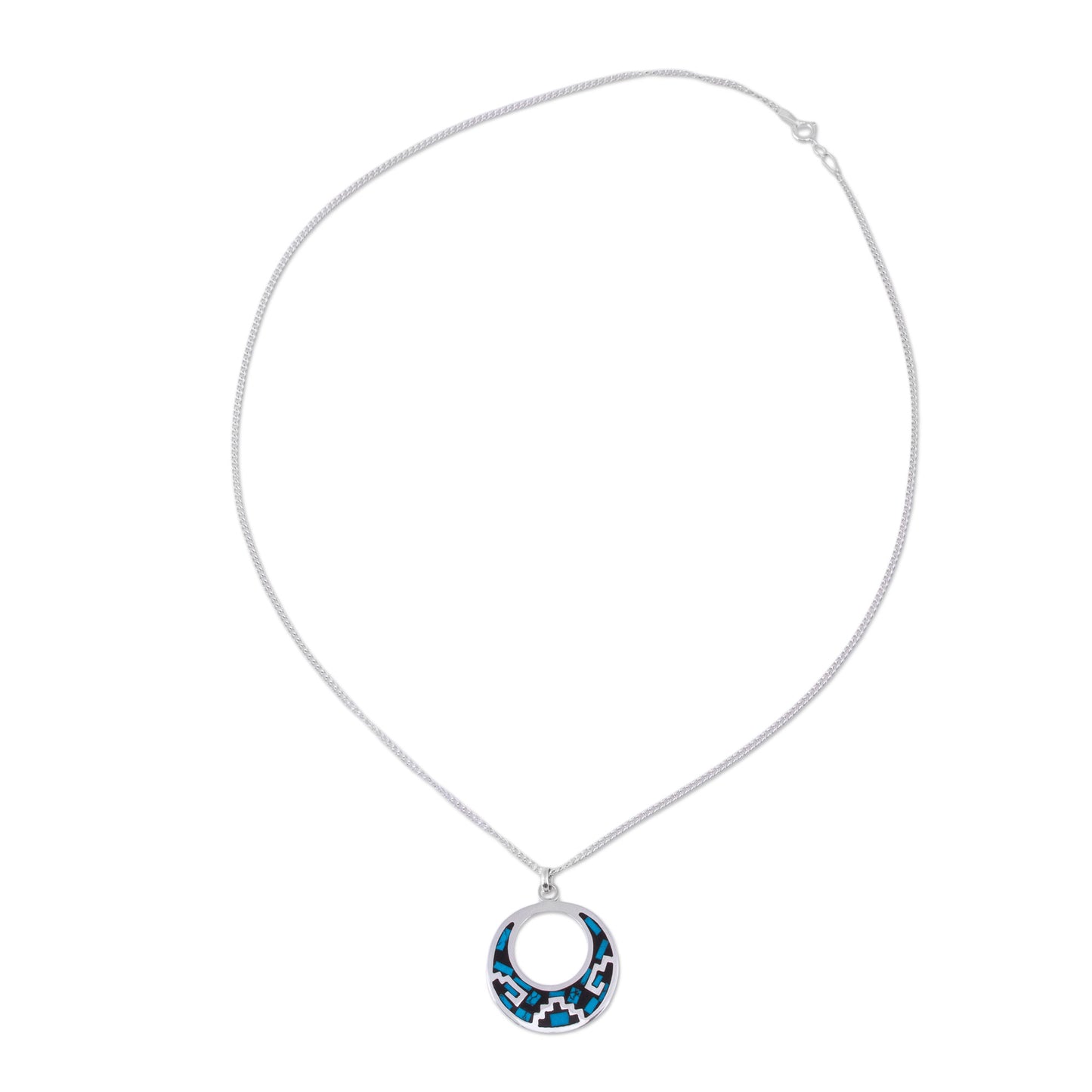 Window of History Geometric Turquoise Pendant Necklace from Mexico