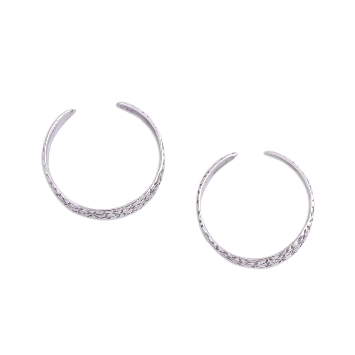 Floral Saga Pair of Floral Sterling Silver Toe Rings from India