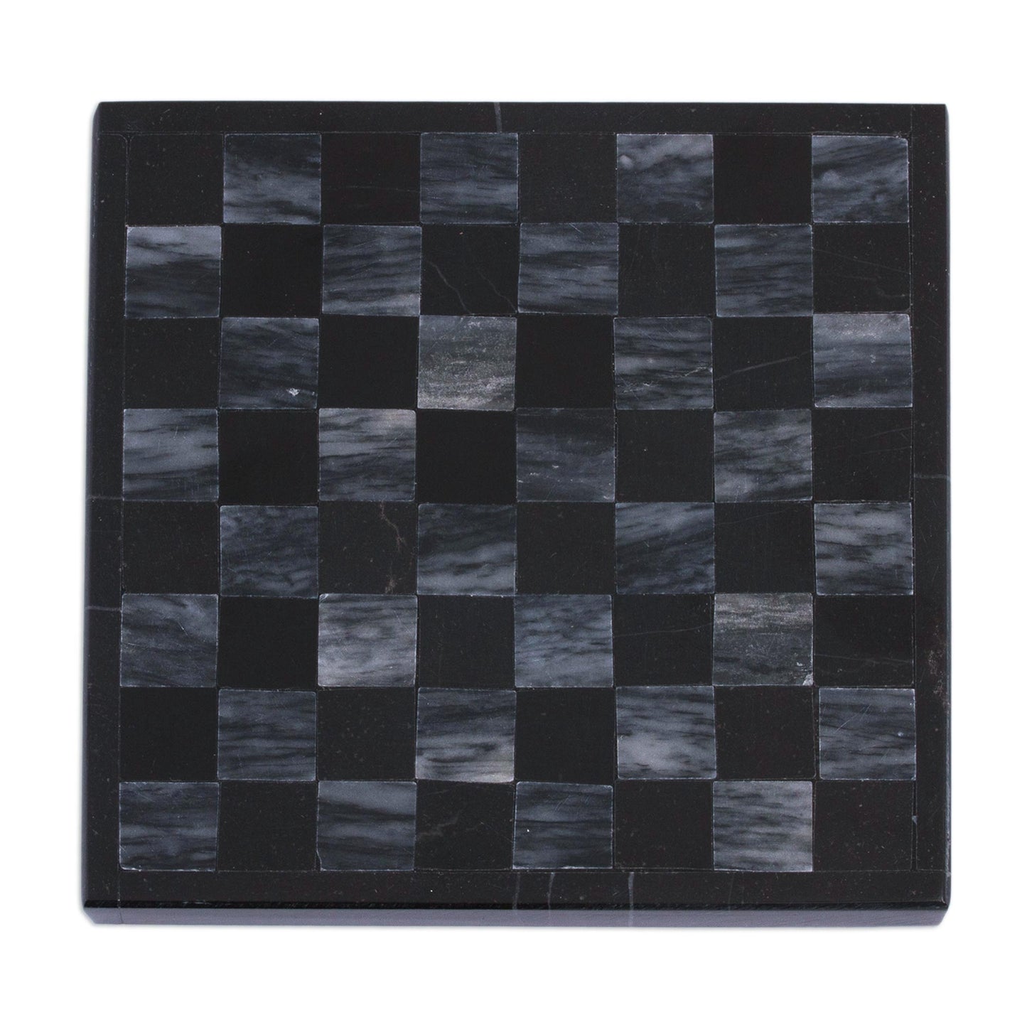 Black and Grey Challenge Handcrafted Mini Marble Chess Set in Black and Grey