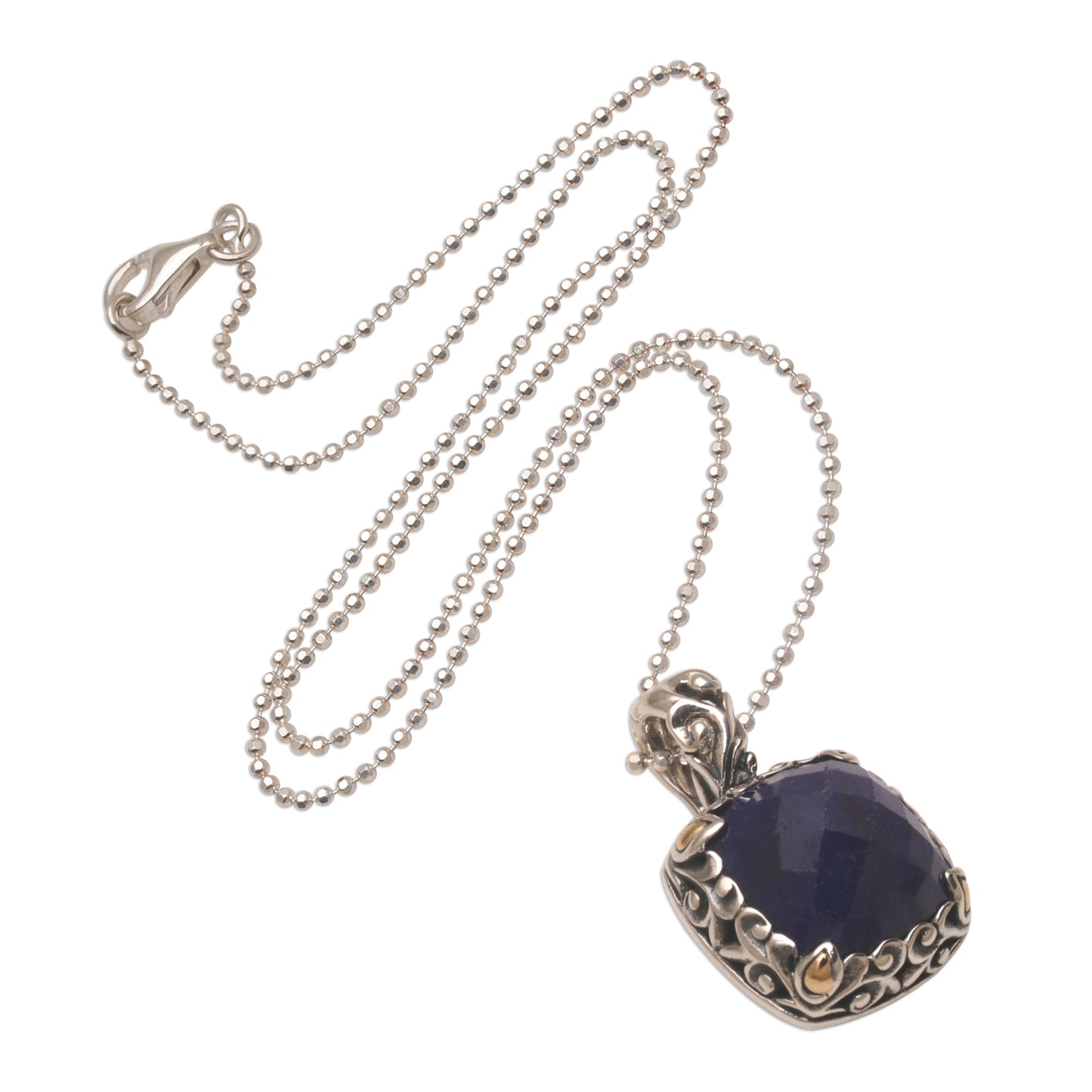 Majestic Eden Sapphire and Gold Accented Sterling Silver Pendant Necklace