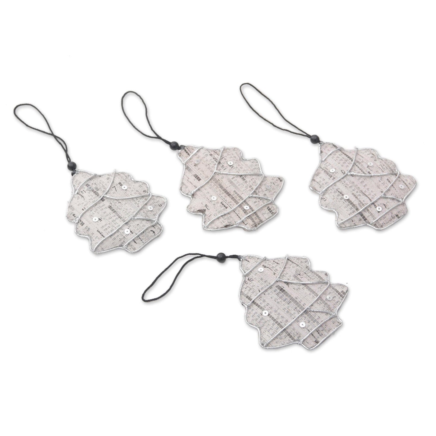 New Life Trees Recycled Newspaper Tree-Shaped Holiday Ornaments (Set of 4)