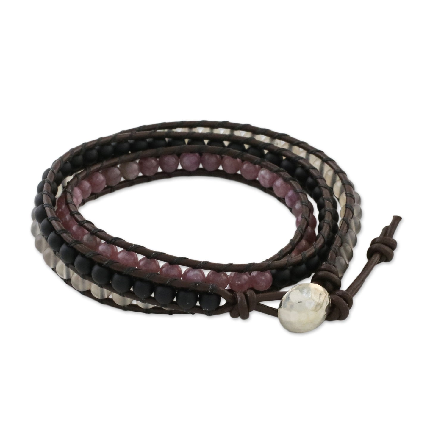 Sunrise Wanderlust Unisex Leather and Multi-Gemstone Beaded Wrap Bracelet
