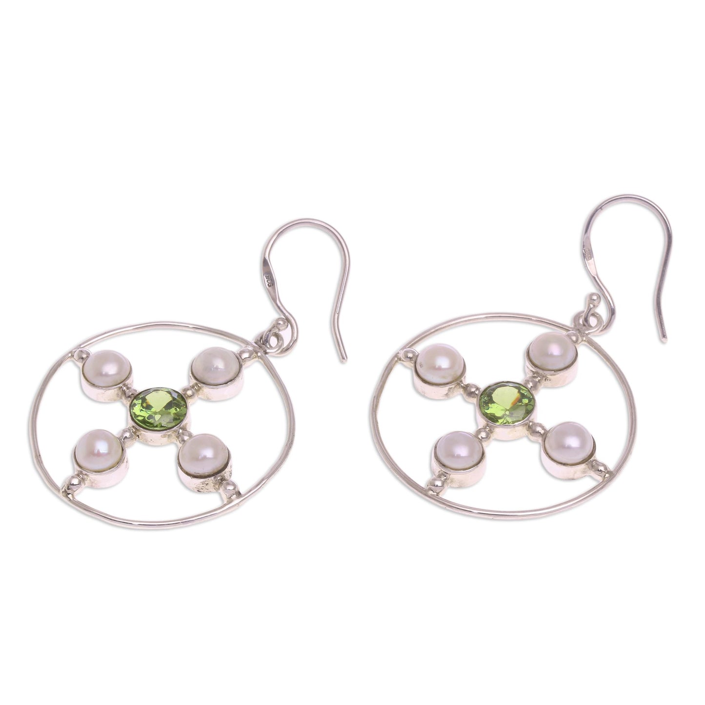 Ocean Orbit Bali Cultured Pearl and Peridot Ocean Orbit Earrings