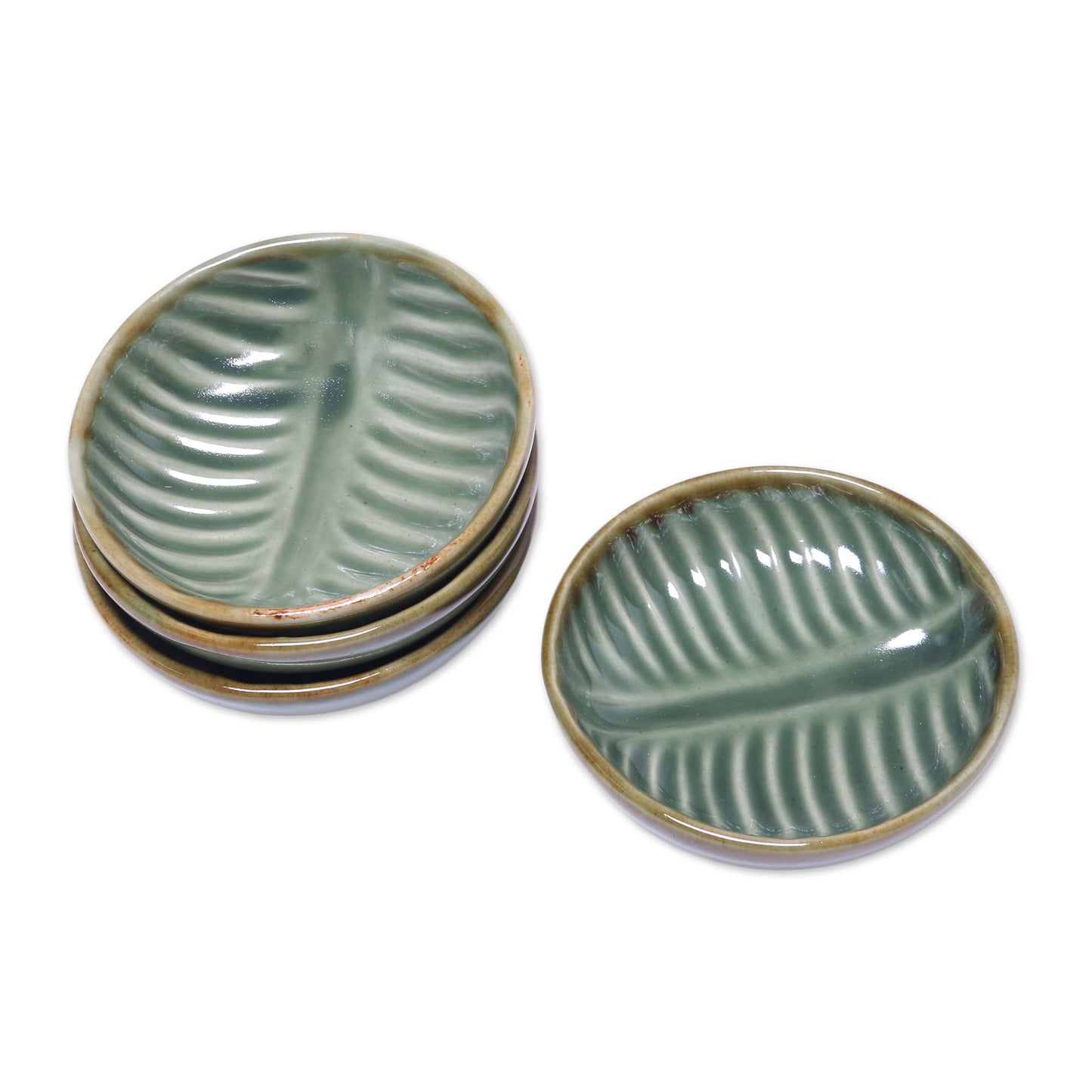 Banana Vibes Ceramic Banana Leaf Condiment Bowls (Set of 4)