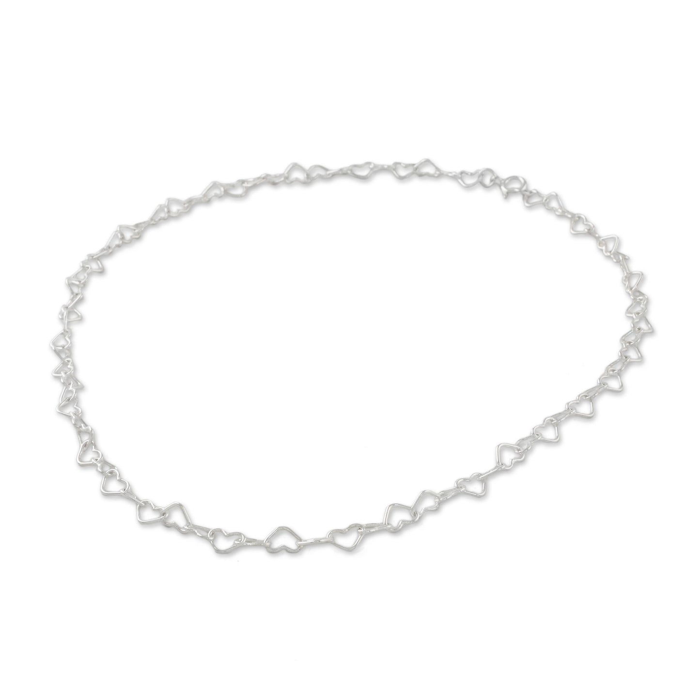 Lots of Love Sterling Silver Heart Link Necklace (6mm) from Thailand