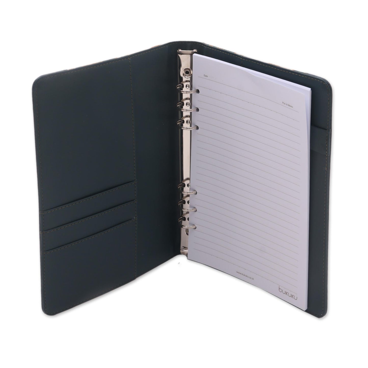 Lovely Thoughts Green Faux Leather Planner with Cotton Batik Print