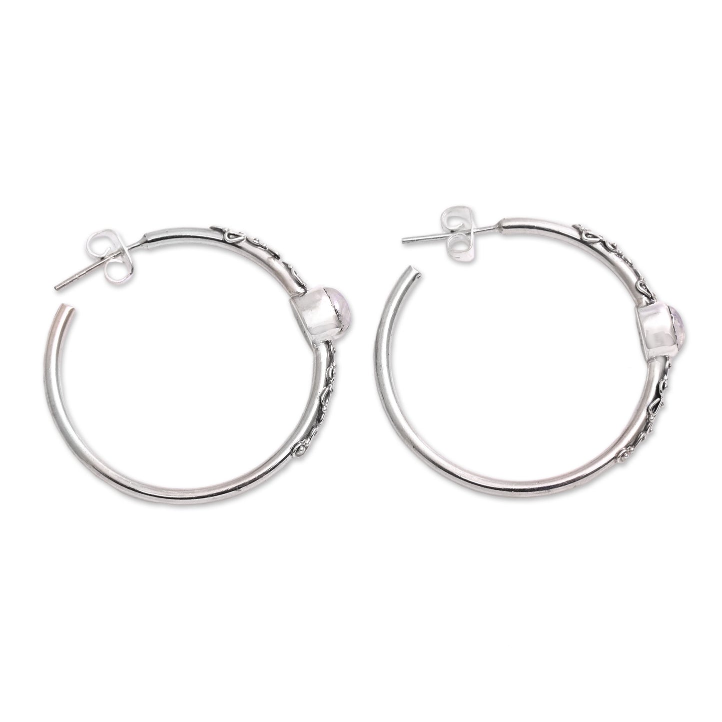 Bali Memories Rainbow Moonstone Half-Hoop Earrings Crafted in Bali