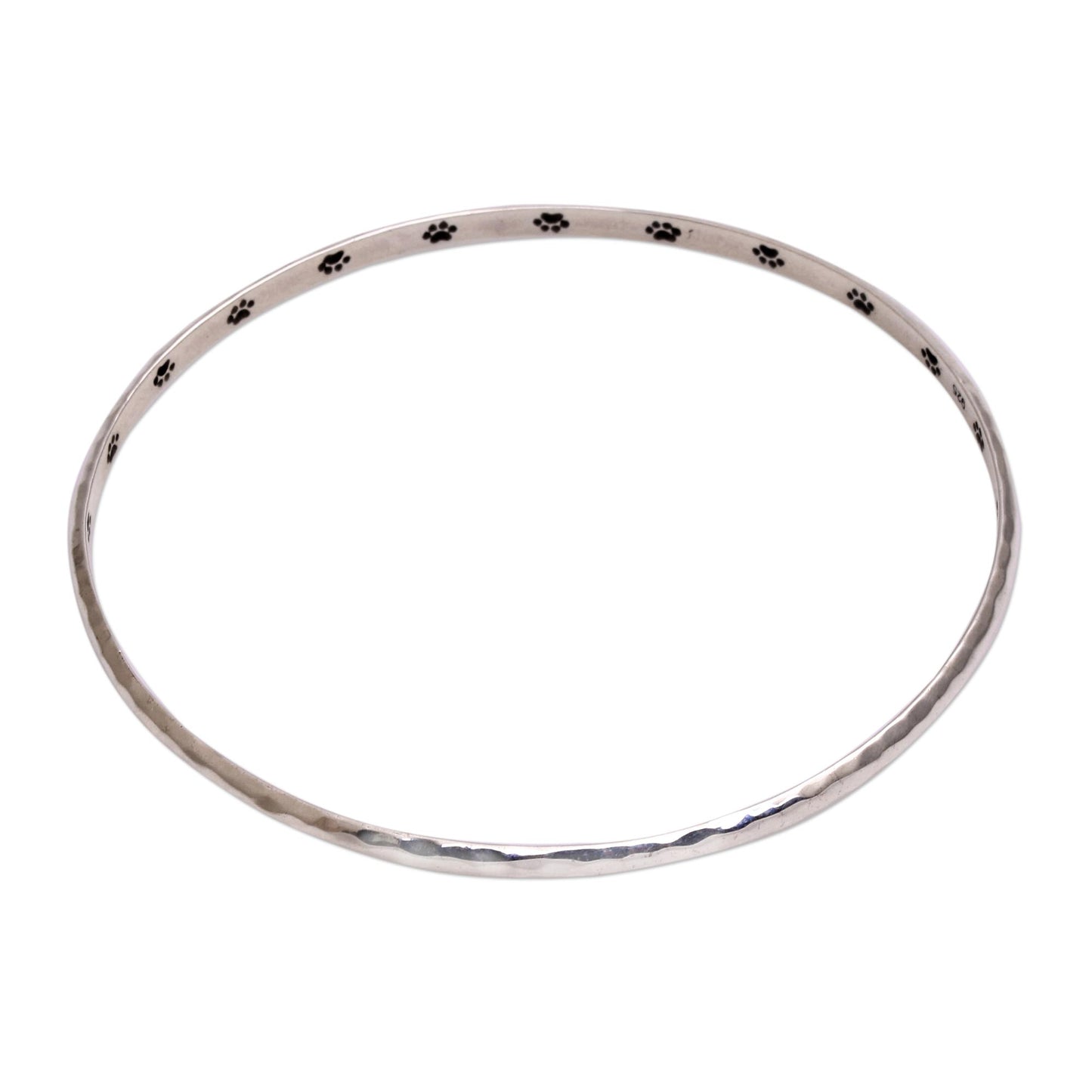 Chihuahua World Paw Print Sterling Silver Bangle Bracelet from Bali